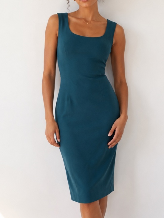 Hugo Buscati Dresses & Skirts - Hugo Buscati Teal Silk Sheath Dress